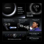 oraimo SpaceBuds Ecouteurs à réduction de bruit ANC 50dB avec personnalisation des commandes vocales – Image 4