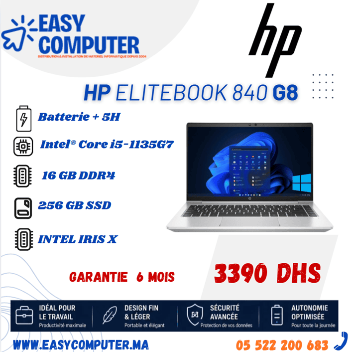 840G8 HP EliteBook 840 G8 Core i5-1135G7 16 GB 256GB SSD 14" Full HD – Image 1