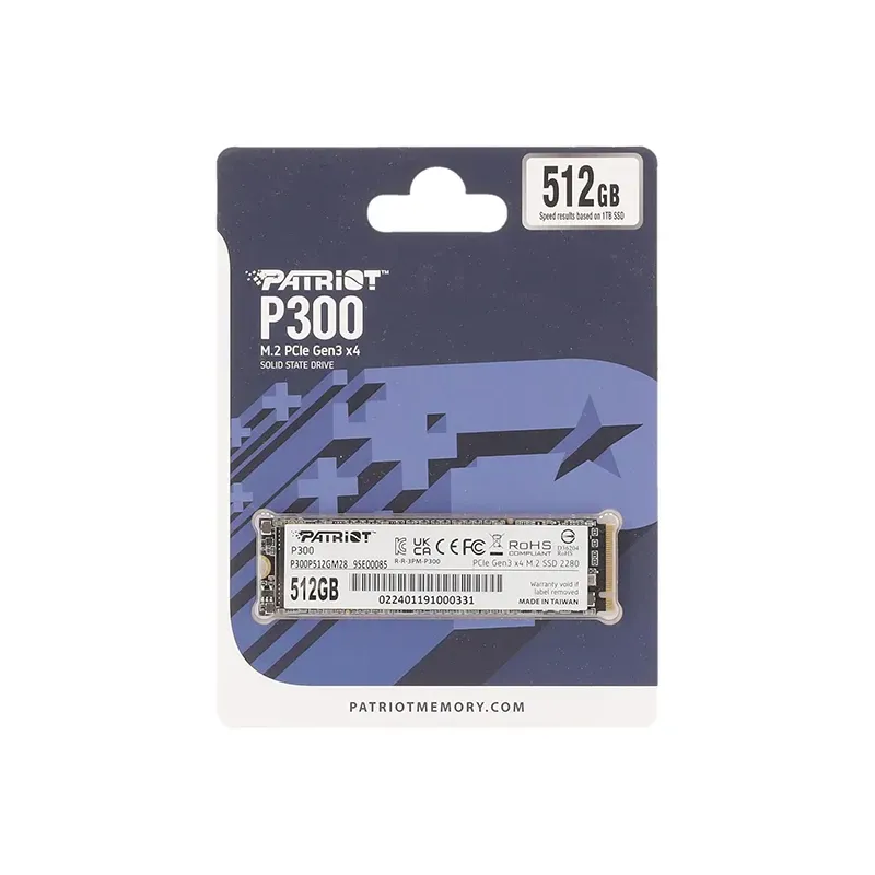 patriot-p300-512gb-m2-pcie-nvme-ssd-1.jpg Disque Dur interne SSD Patriot P300 M.2 2280 PCIe Gen3 x4 NVMe 512 Go – Image 1