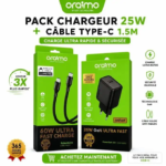 Chargeur PowerGaN 451 45W GaN USB-C Ultra Fast OCW-5451ECC avec Câble USB Type-C vers USB-C – Charge Rapide PD 3.0 & QC 4.0+ 45 W