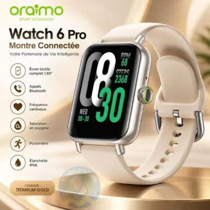 Oraimo Watch 6 Pro – Montre connectée 1,69" avec appels Bluetooth, IP68