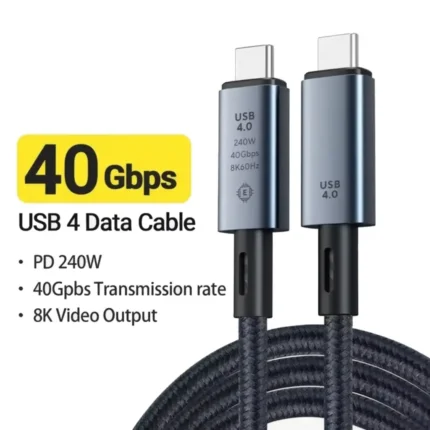 Câble USB4 Type-C 40Gbps 240W – Vidéo 8K 60Hz, compatible Thunderbolt, 1 m